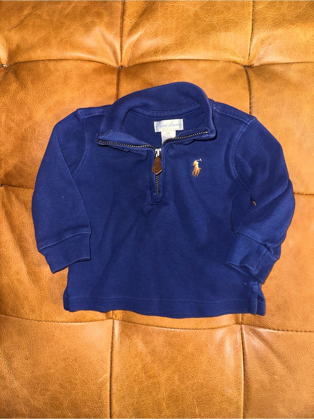 Ralph Lauren Navy Quarter-Zip Sweatshirt with Polo Pony